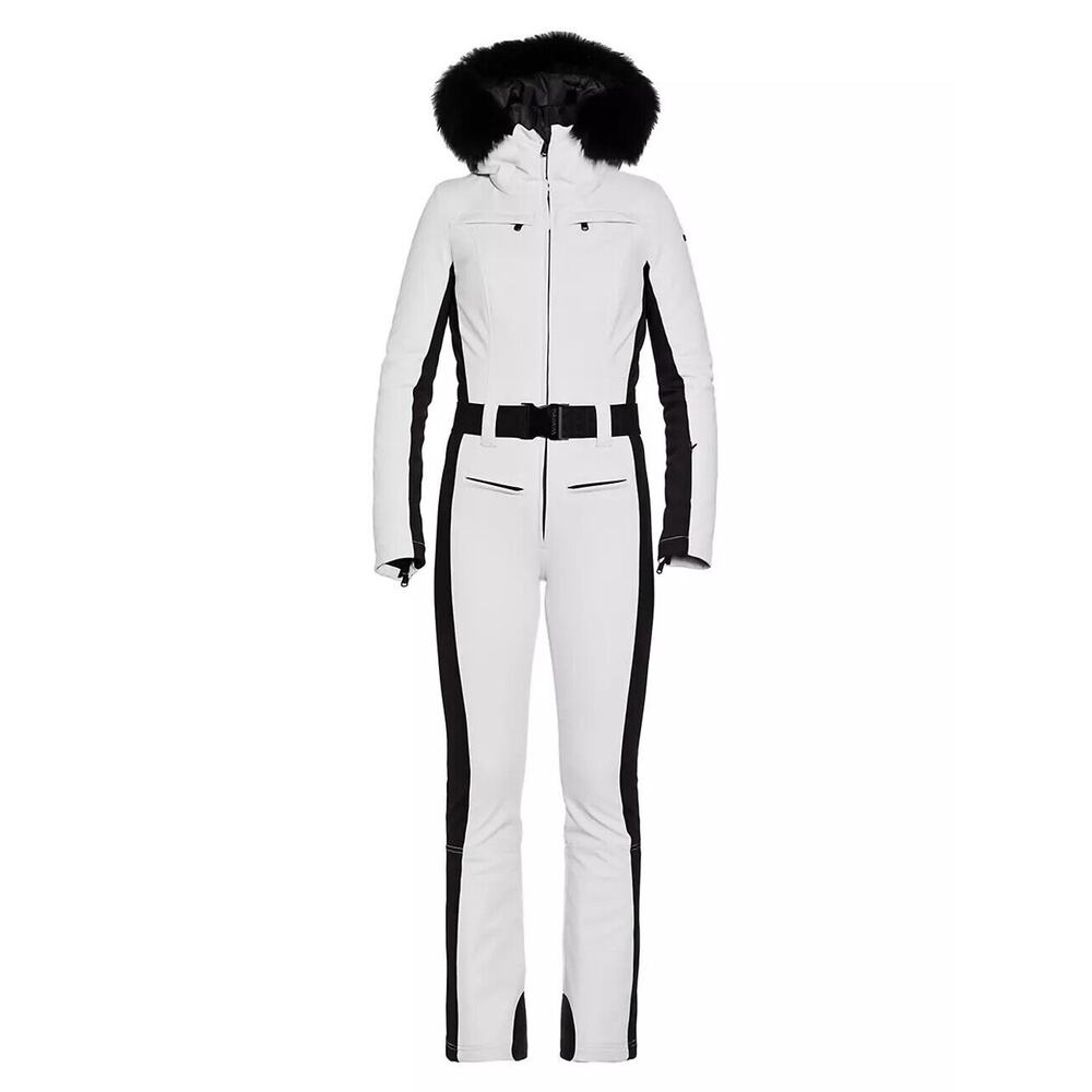 Goldbergh Parry Faux Fur Trim Ski Suit Jumpsuit White One Piece US 12 $1200 NEW